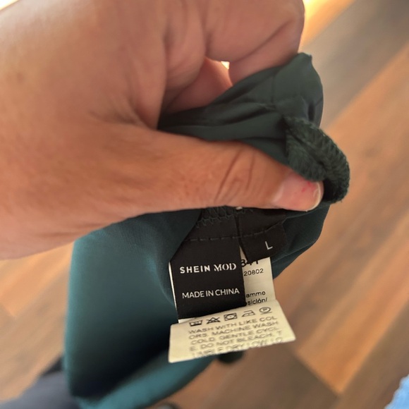 Elegant SHEIN Dark Green Spaghetti Straps Slip Dress, Side Zipper Size L - Picture 6 of 7